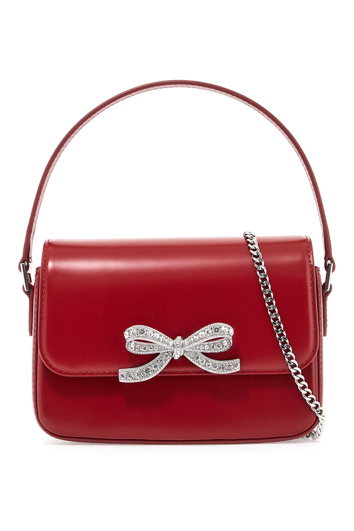 SELF-PORTRAIT Elegant Mini Leather Clutch with Crystal Bow - FW24