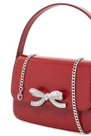 SELF-PORTRAIT Elegant Mini Leather Clutch with Crystal Bow - FW24