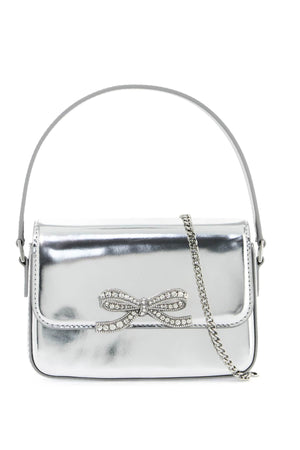 SELF-PORTRAIT Mini Glamour Leather Clutch with Crystal Bow