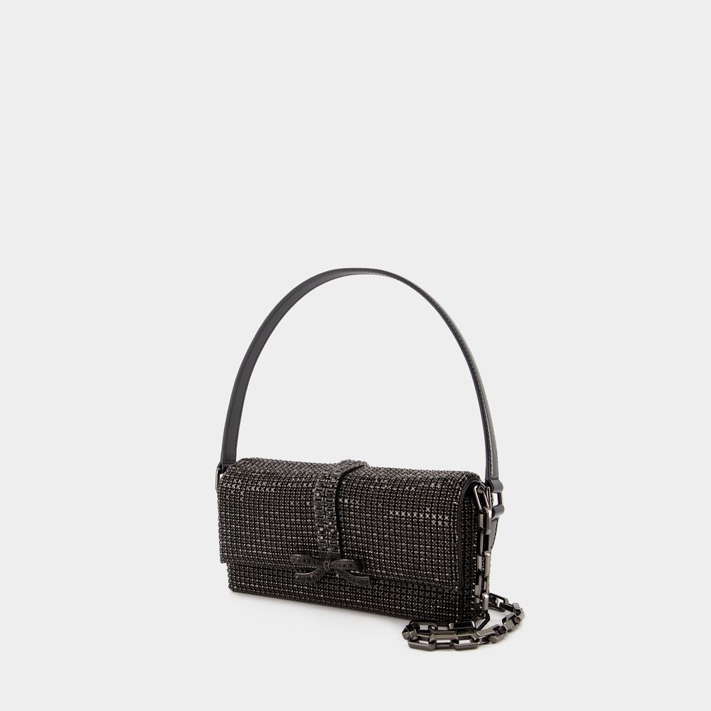 SELF-PORTRAIT Glamorous Black Rhinestone Baguette Shoulder Bag