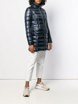 HERNO Elegant Blue Midi Down Coat