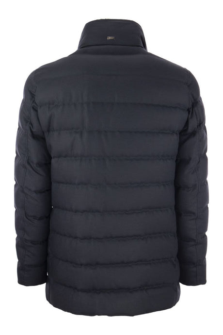 Áo khoác dạ nam màu xanh tím cho mùa đông, chất liệu len và viscose