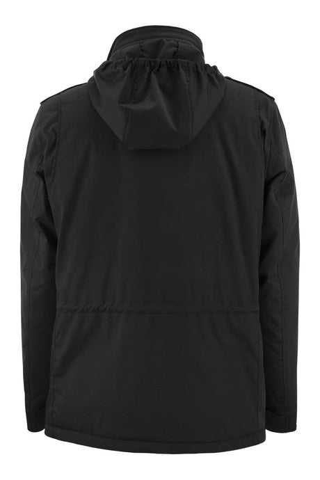 Áo khoác nỉ đen dành cho nam giới - Đắp chỉ & chống nước với phom dáng đều đặn