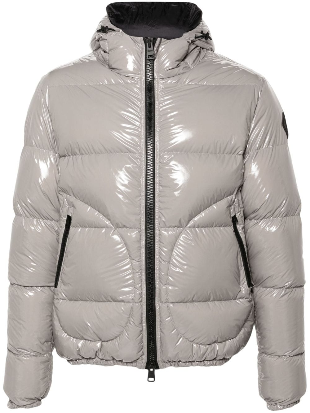 HERNO Hooded Patent Puffer Jacket