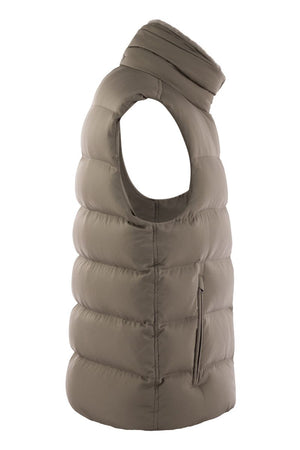 HERNO Luxury High-Collar Down Vest with Detachable Fur