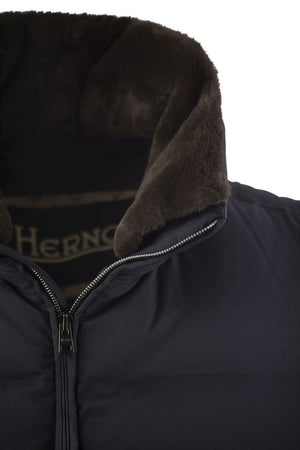 HERNO Luxury High-Collar Down Vest with Detachable Fur