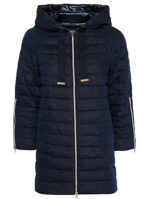 HERNO Navy Blue Midi Down Jacket for Women