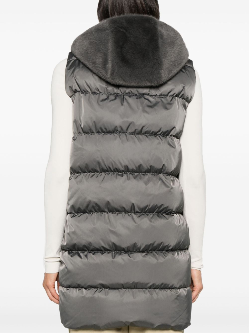 HERNO Padded Vest with Faux Fur Hood for Women