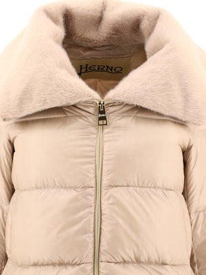 HERNO DOWN JACKET WITH FAUX FUR INSERTS
