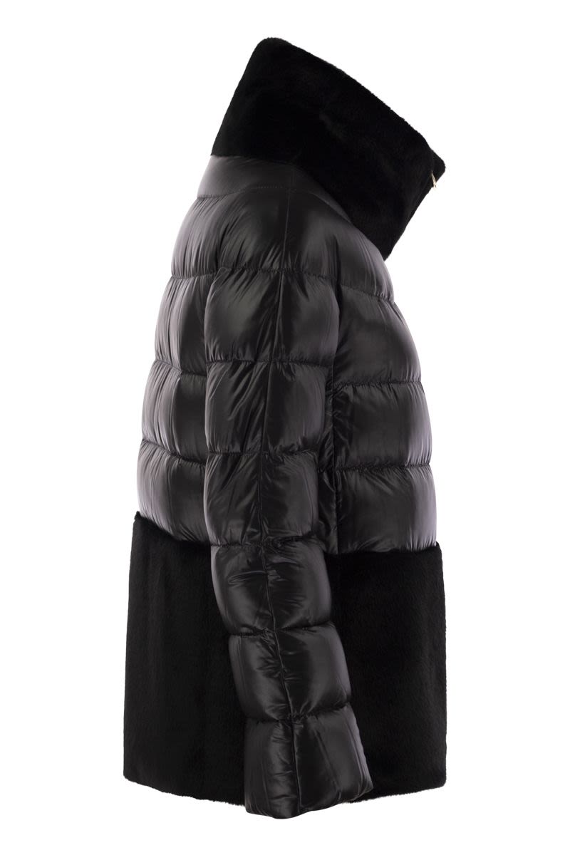 HERNO Luxurious Silk-Feel Down Jacket with Ethical Fur Accents