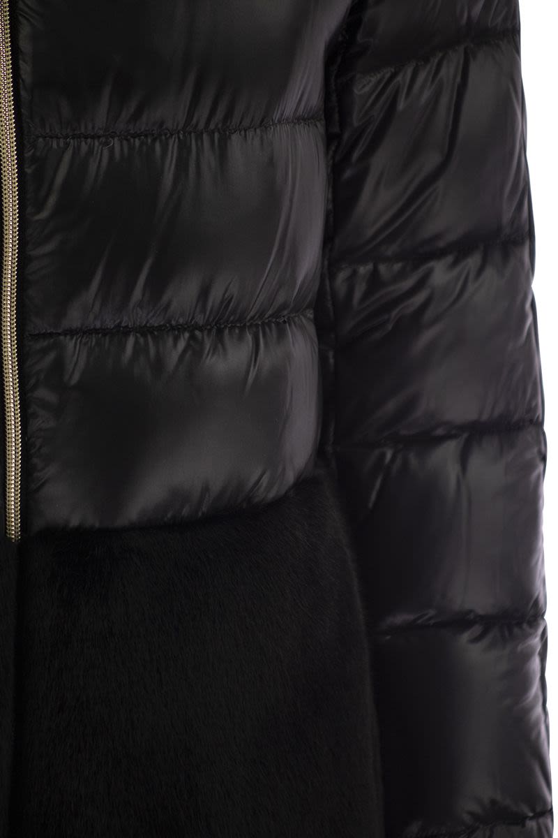 HERNO Luxurious Silk-Feel Down Jacket with Ethical Fur Accents