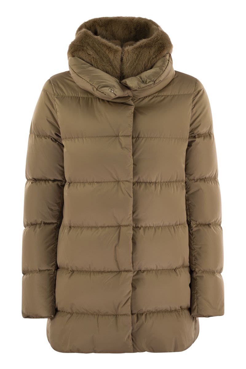 HERNO Luxury Silk-Feel Down Jacket with Detachable Fur Hood