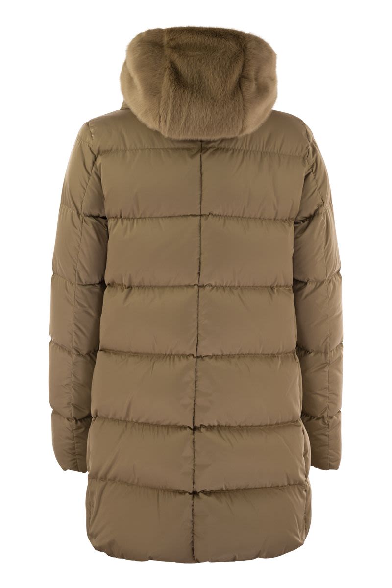 HERNO Luxury Silk-Feel Down Jacket with Detachable Fur Hood