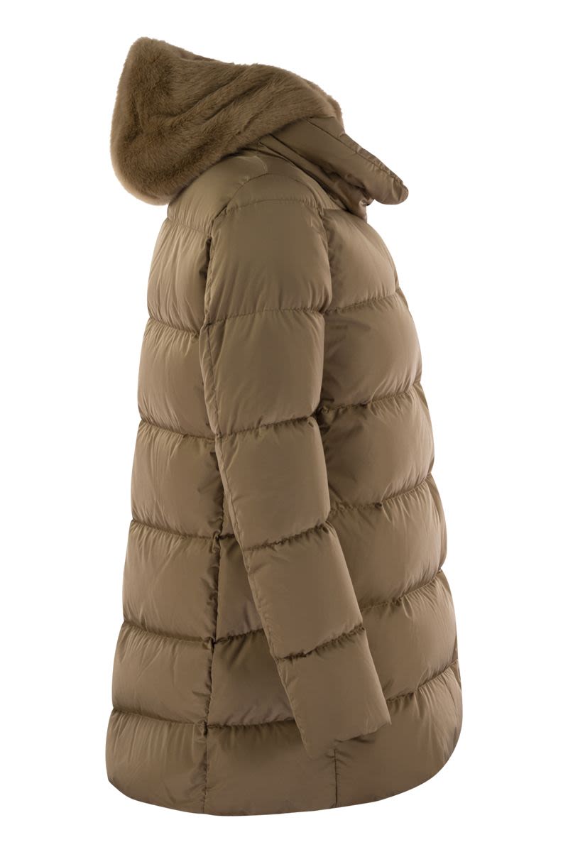 HERNO Luxury Silk-Feel Down Jacket with Detachable Fur Hood