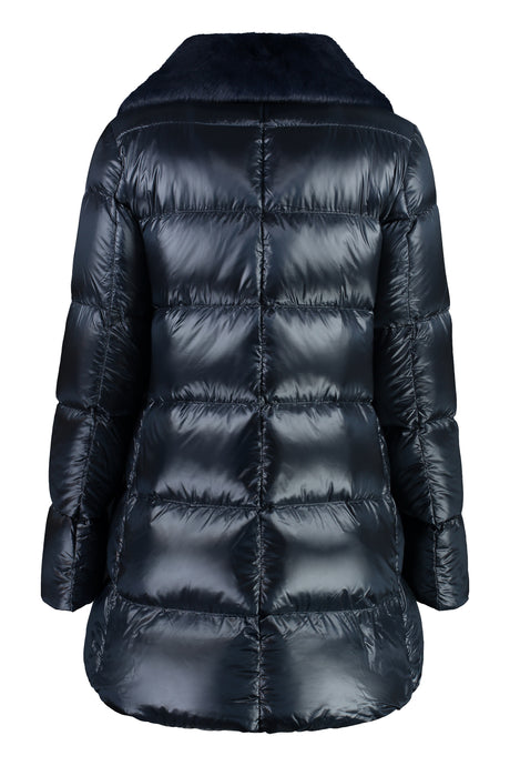 HERNO Women’s Full Zip Down Jacket with Vegan Fur Collar