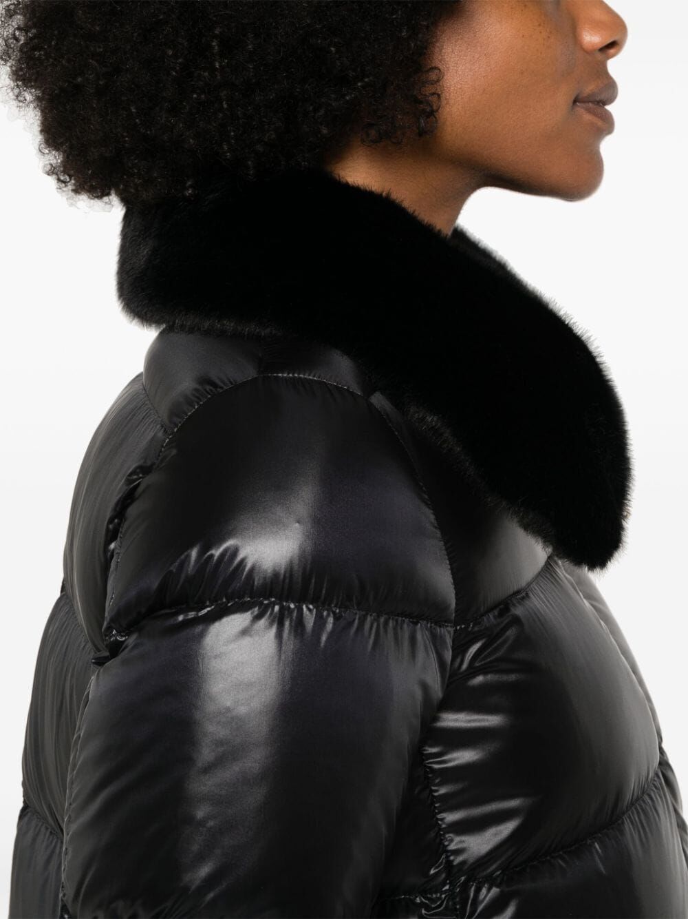 HERNO Feather Jacket with Fur Collar