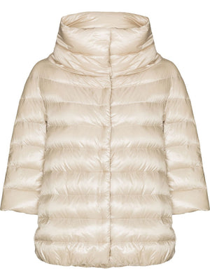 HERNO Chic Beige Mini Puffer Jacket with High Neck