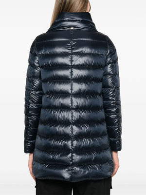 HERNO Elegant Navy Blue Midi Down Jacket