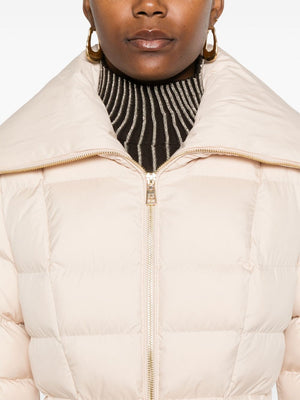 ELISABETTA FRANCHI Quilted Nude Jacket with Golden Zip