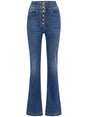 ELISABETTA FRANCHI High-Rise Press-Stud Placket Bell-Bottom Jeans