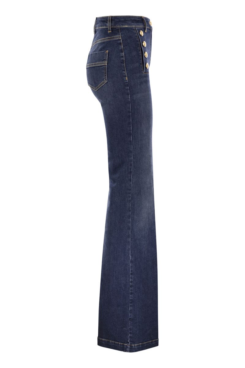 ELISABETTA FRANCHI Denim Jean Pants with Golden Buttons - Women's FW24