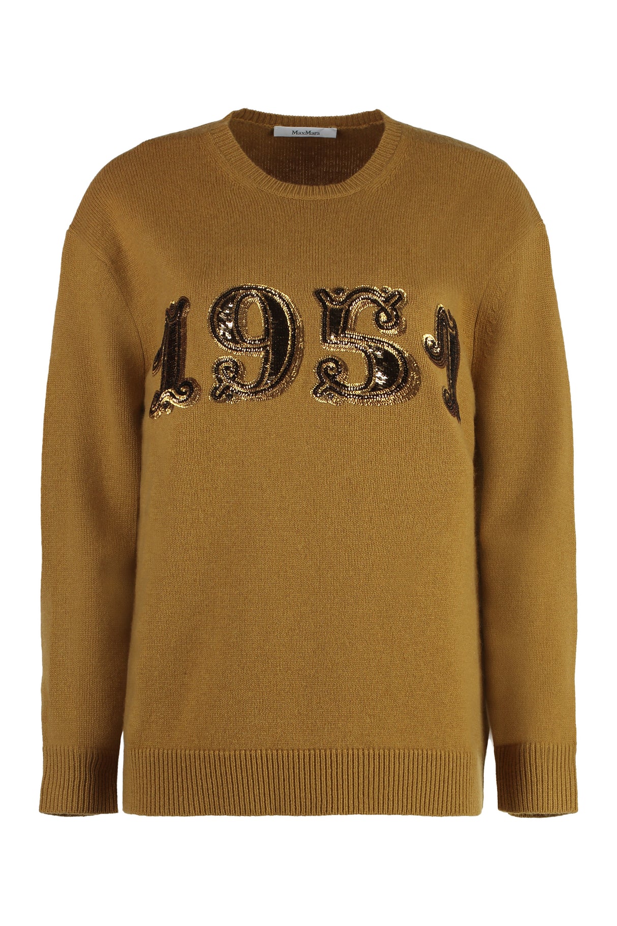 MAX MARA Wool and Cashmere Sweater with Sequin Embroidery