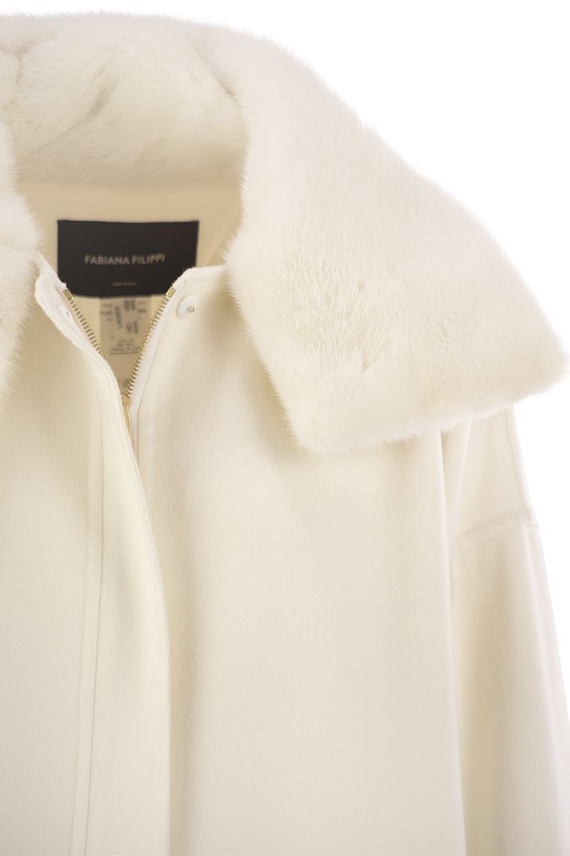 FABIANA FILIPPI Luxury Cashmere Caban with Mink Fur Collar