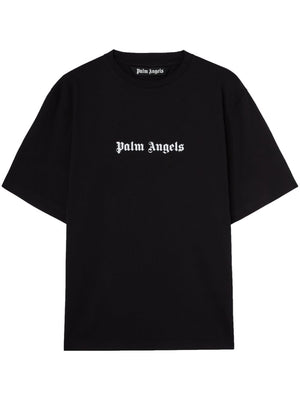 PALM ANGELS Classic Black Cotton Logo Print Tee for Men