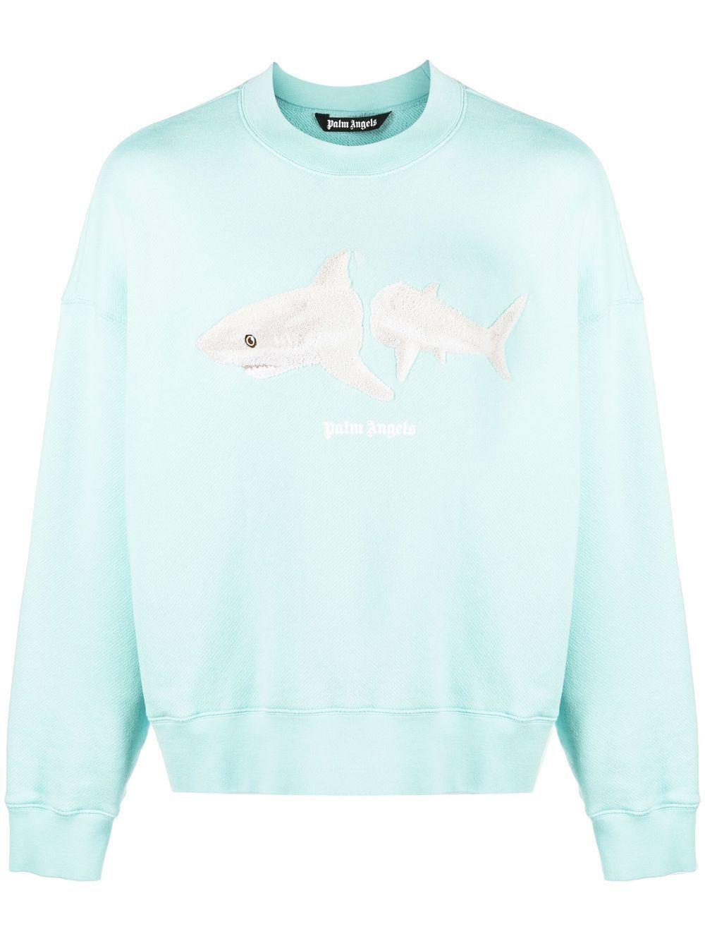 PALM ANGELS Embroidered Cotton Sweatshirt with Shark Design for Men - SS23 Collection