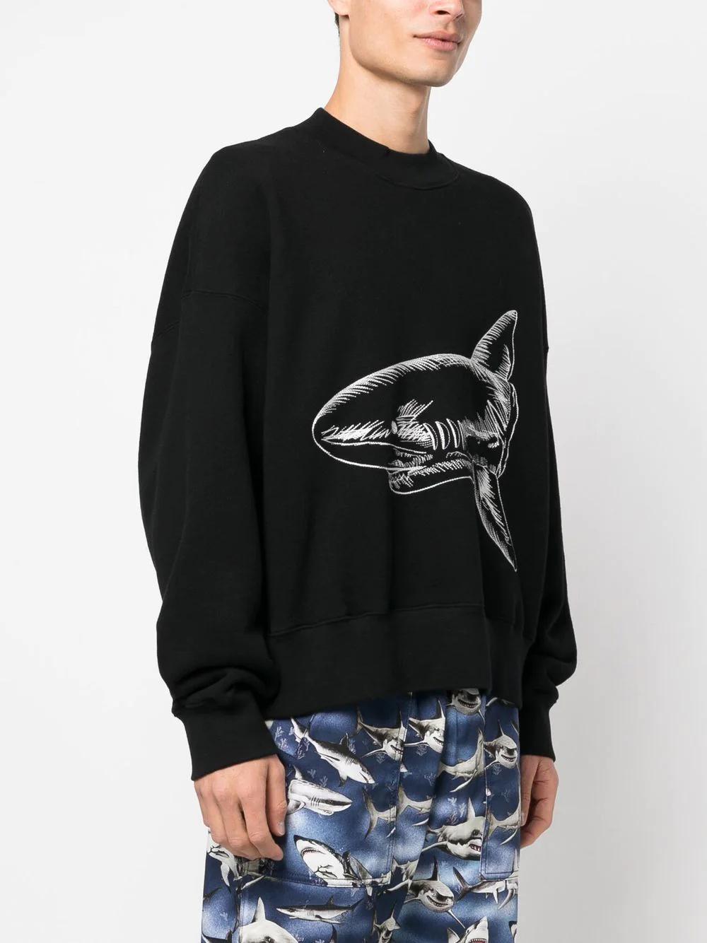 PALM ANGELS Men's Black Crew-Neck Sweatshirt for SS23