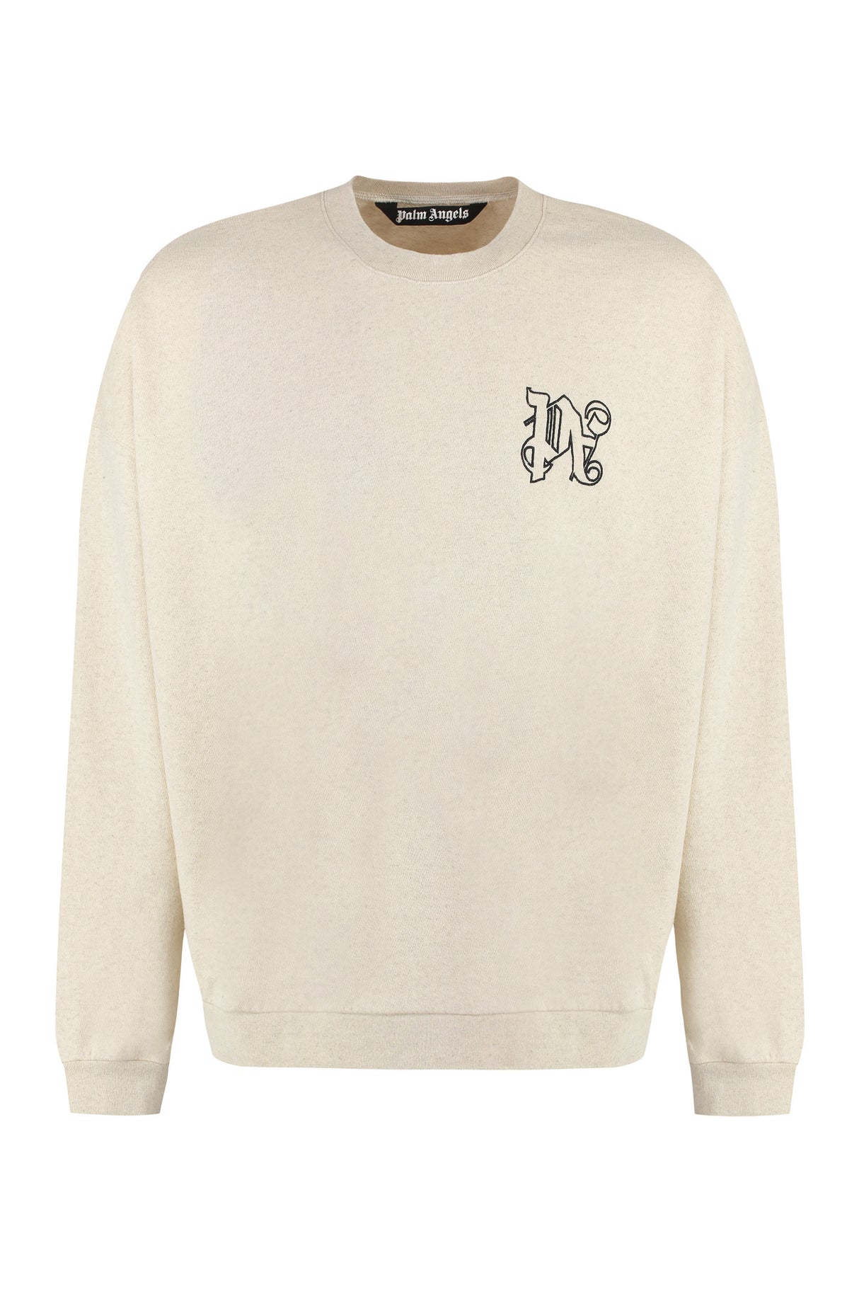 PALM ANGELS Men's Beige Cotton Crew Neck Sweatshirt - FW24