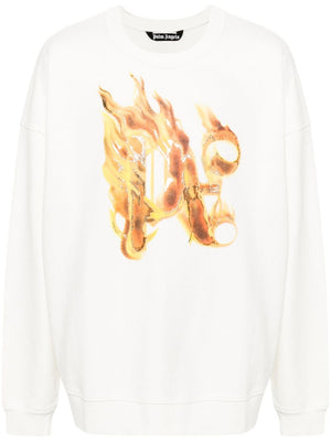 PALM ANGELS Burning Monogram Oversized Crewneck Sweater for Men