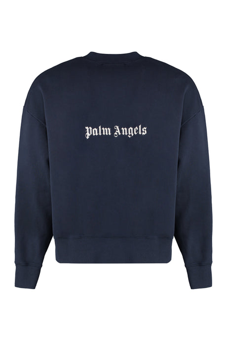 PALM ANGELS Navy Cotton Crew-Neck Sweatshirt for Men - SS24 Collection