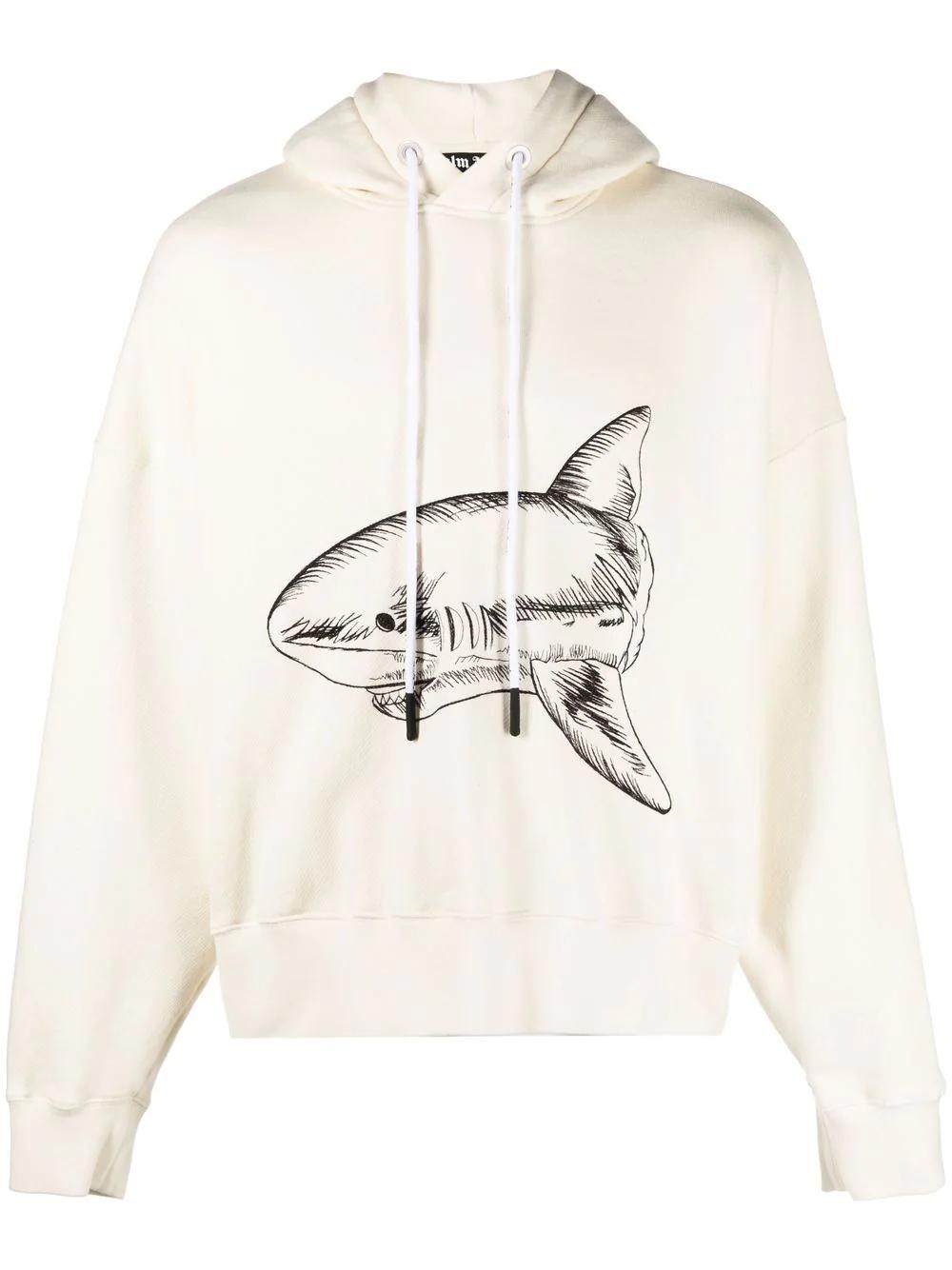 PALM ANGELS Embroidered Shark Cotton Hoodie for Men