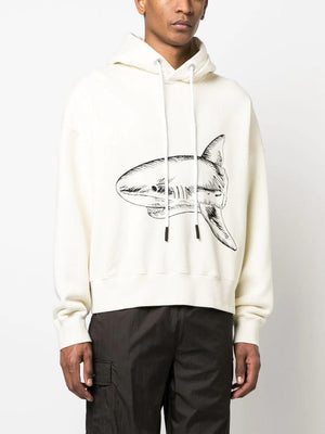 PALM ANGELS Embroidered Shark Cotton Hoodie for Men