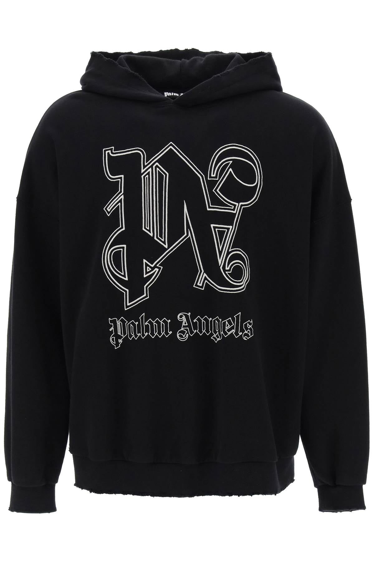 PALM ANGELS Embroidered Cotton Hoodie for Men in Navy Blue