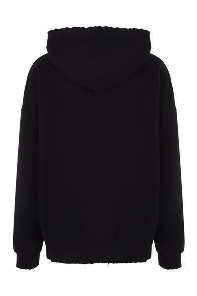 PALM ANGELS Men's Black Distressed Cotton Hoodie for FW23