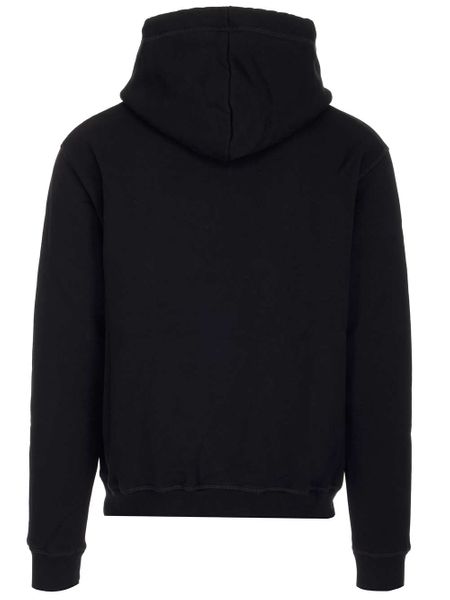 PALM ANGELS Black Cotton Hoodie with Ribbed Cuffs and Lower Edge for Men - FW23 Collection