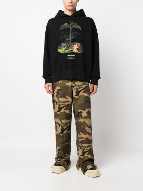 PALM ANGELS Black Hunting in the Forest Hoodie for Men - FW23 Collection