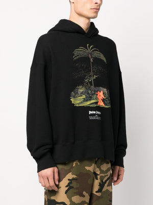 PALM ANGELS Black Hunting in the Forest Hoodie for Men - FW23 Collection