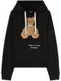 PALM ANGELS Men's Black Hoodie with Teddy Bear Print