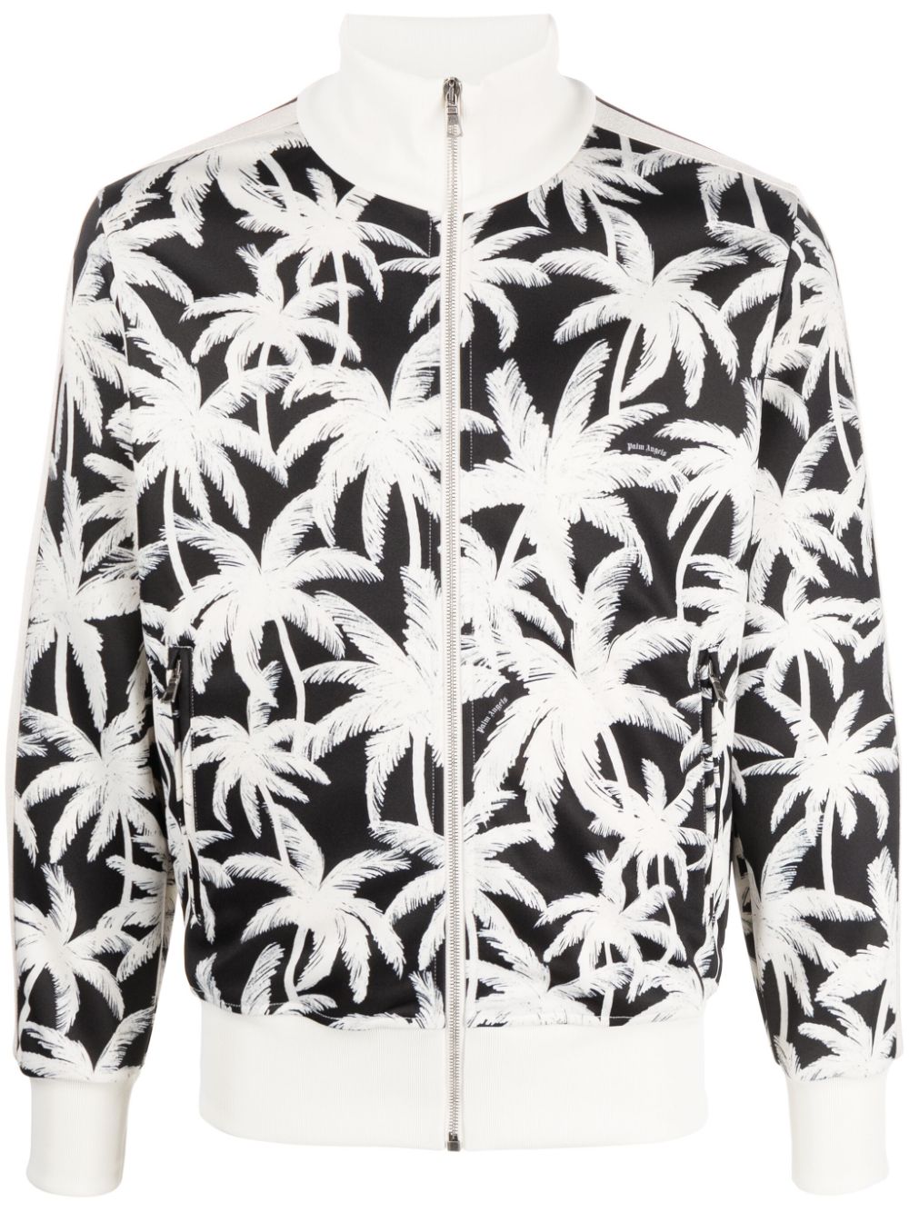 PALM ANGELS Zip-Up Sweatshirt with Tropical Print - Regular Fit