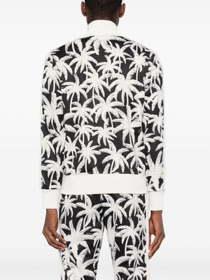 PALM ANGELS Zip-Up Sweatshirt with Tropical Print - Regular Fit