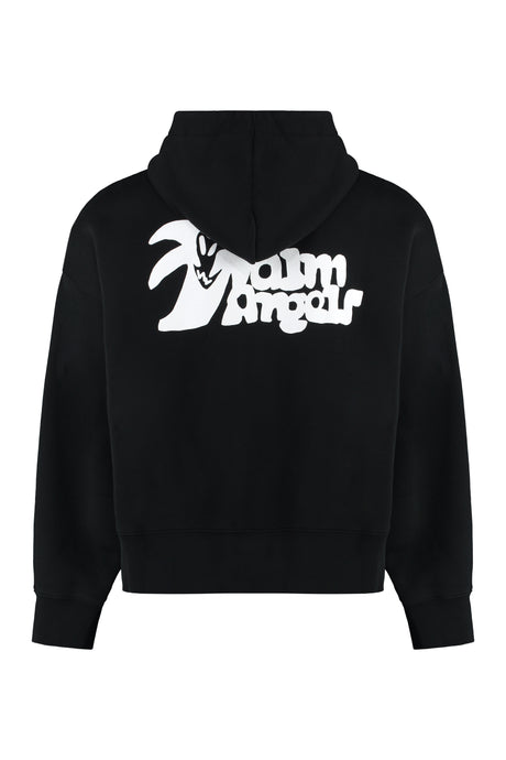 PALM ANGELS Black Full-Zip Men's Hoodie for FW23 Collection