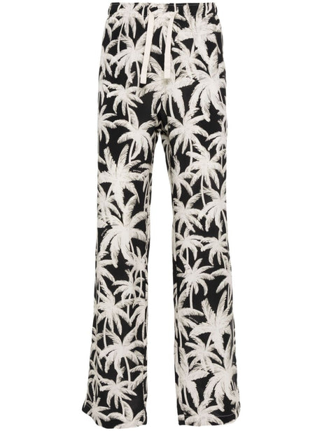 PALM ANGELS Loose Fit All-Over Logo Trousers in Black for Men