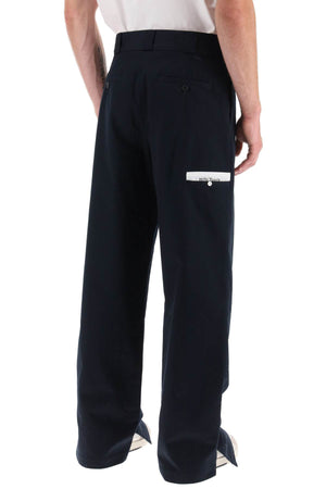 PALM ANGELS Black Cotton Regular Trousers for Men - FW23