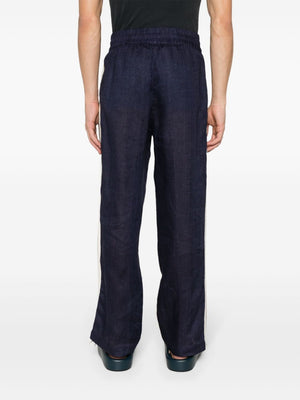 PALM ANGELS Navy Linen Joggers with Side Stripes for Men