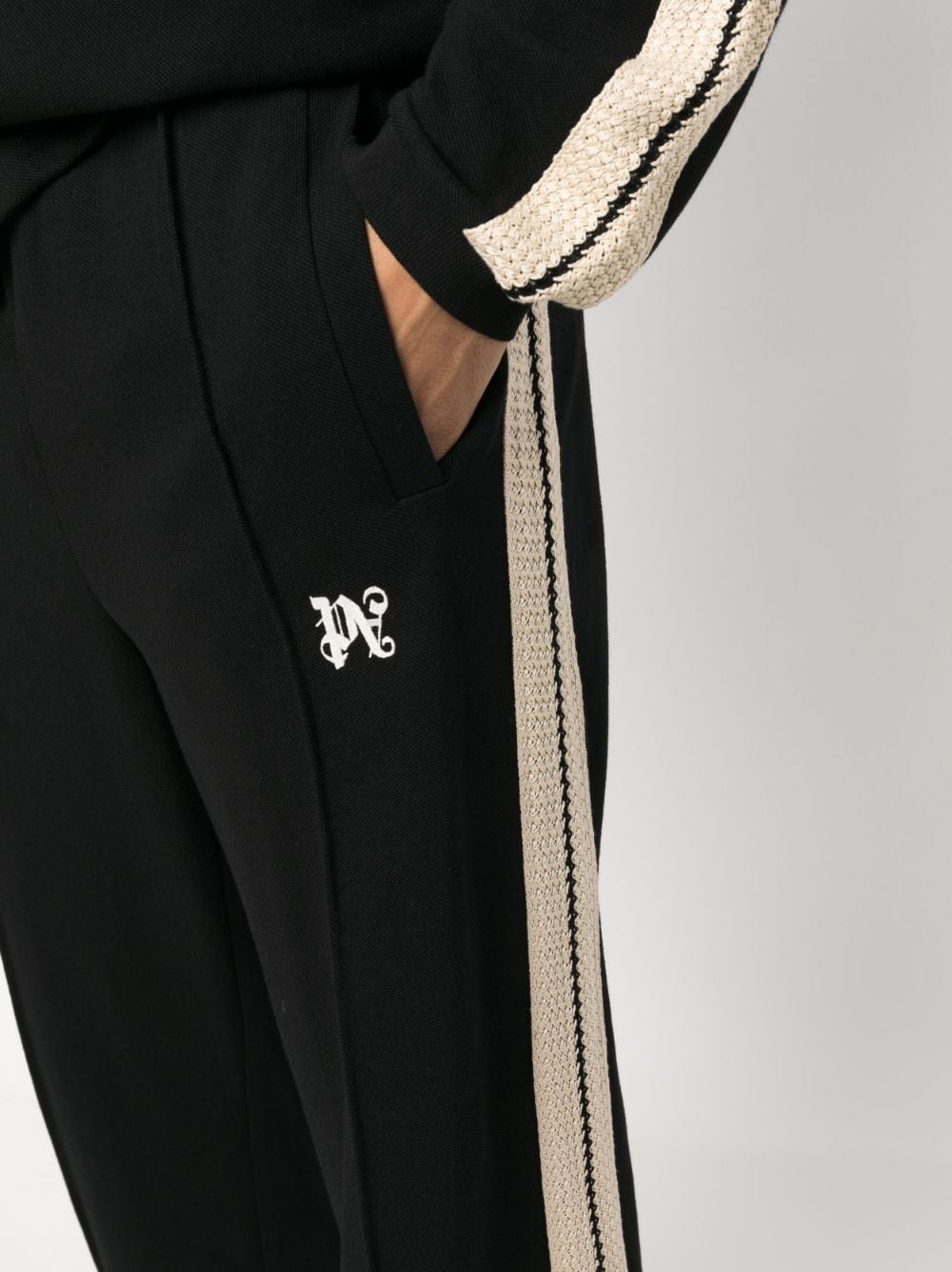 PALM ANGELS Monogram-Embroidered Track Pants for Men in Black