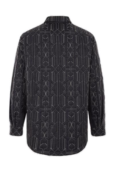 PALM ANGELS Monogram Quilted Overshirt in Grey for Men - FW23