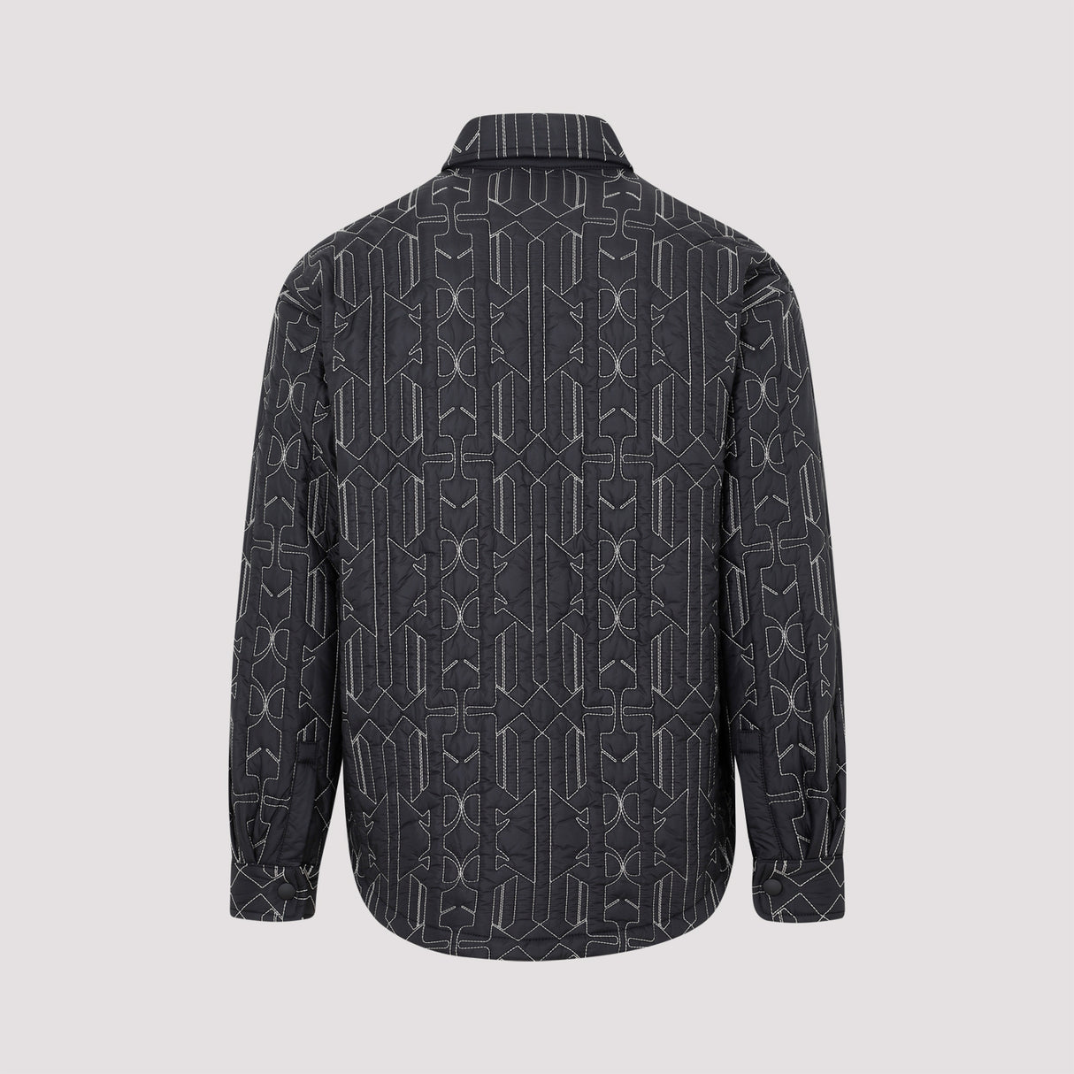 PALM ANGELS Anthracite Quilted Nylon Jacket with All-Over Monogram for Men